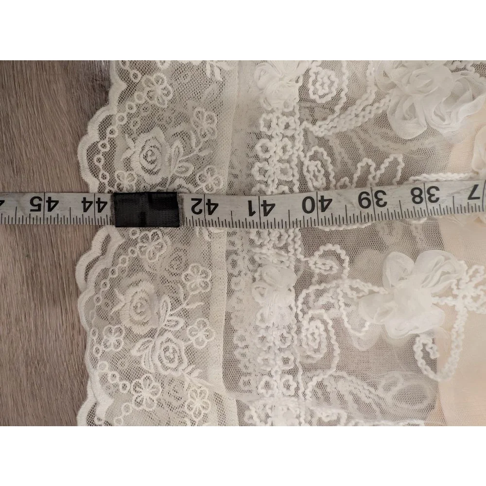 Vintage Style Cream Lace Midi Dress Cottagecore Coquette Milkmaid Corset L - Picture 10 of 10